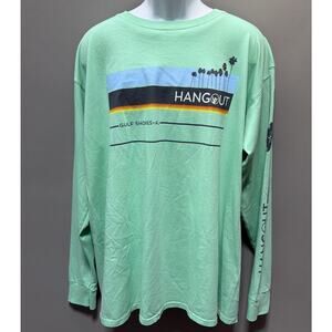 Hangout Shirt Mens XL Green Surfer Gulf Shores Alabama Beach Bum Tee